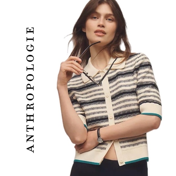 Maeve Sweaters - Anthropologie Maeve Kinsley Collared Striped Cardigan